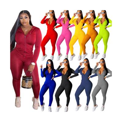 China Wholesale Solid Color Anti-pilling Hoodie Long Sleeve Jacket And Pants Women Zipper Sweatsuit Sets for sale