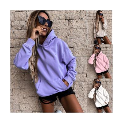 China Sportswear Custom Made Casual Solid Color Long Sleeves Women's Oversized Tracksuit Pullover Hoodie for sale