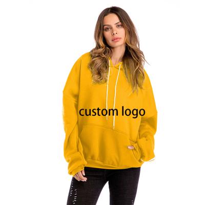 China Custom Anti-Wrinkle Logo 50% Polyester 50% Cotton Solid Color Women Cotton Oversized Hoodie With Zipper for sale