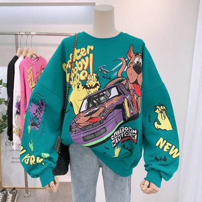 China Autumn Oversized Women's Anti-wrinkle Cool Hip Hop Streetwear Hoodies Cartoon Print Pullover Sweatshirts for sale