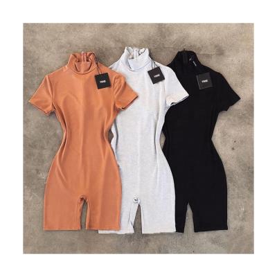 China Bodycon Wholesale QUICK DRY High Neck Half Cotton Knitted Short Jumpsuit Women One Piece Romper for sale