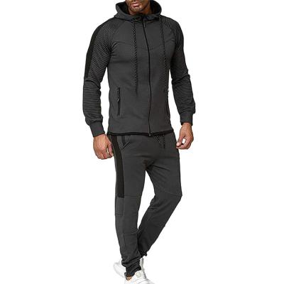 China Wholesale Custom Anti-wrinkle Logo Blank Plain Sweatsuit Men Zipper Jogger Sweatsuit Set Custom Made for sale