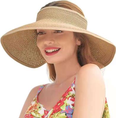 China Hot Sell Character Light Weight Wind Up Sun Beach Foldable Simple Hats Wide Brim Desgin Sun Hats For Women Summer for sale