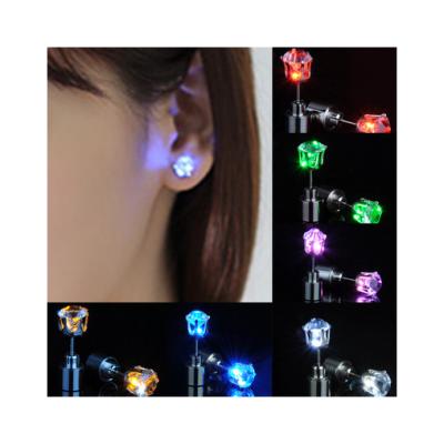 China 2021 FASHIONABLE Colorful LED Shiny Stud Earrings Party Nightclub Stud Earrings Christmas Stainless Steel Stud Earrings for sale