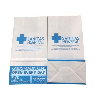 China Wholesale Food Contact Supply Customization Self Customized POS Refuse Bags Dispensary Pharmacy White Paper Bags for sale