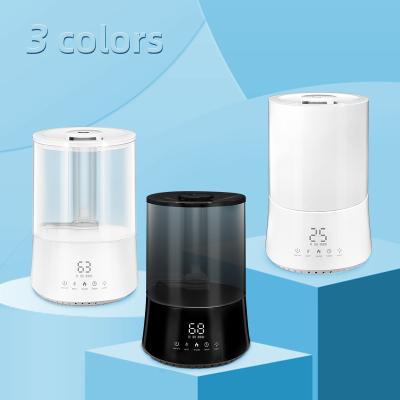 China Hotel 2 in 1 Tower 4L Smart Round Top Fill Warm Mist Cool Mist Led Humidifier Lightweight Ultrasonic Whisper Quiet Air Humidifier for sale