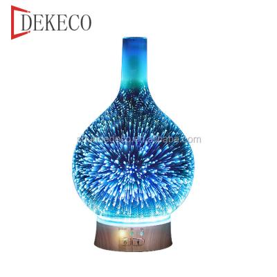 China 2018 3D Glass Cover Essential Oil Diffuser Trend Ultrasonic Cool Aroma 3D Glass Cover Oil Diffuser Mist Pattern New for sale