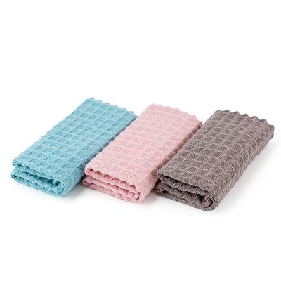 China Bilov 400GSM Microfiber Dish Towel Viable Thick Reusable Absorbent Waffle Woven Custom Kitchen Cleaning Cloth for sale