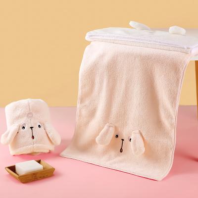 China Viable Cartoon Rabbit New Arrival Towels 35*75cm Coral Fleece Face Towel Hair Facial Absorbent Drying Towels for sale