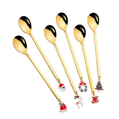 China Viable Christmas gift cartoons decorations 6 pieces of spoon set coffee tea dessert stainless steel sus304 souvenir for sale