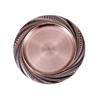 China Sustainable Wedding Party Restaurant Hotel Used Antique Design Stainless Steel Dinner Charger Plates for sale