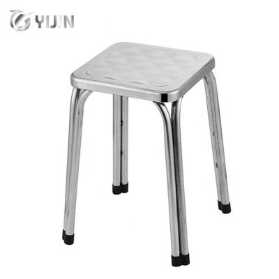 China Factory Direct Cooling Square Shape Seat Dining Stainless Steel Stool Four Legged Chair for sale