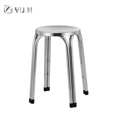 China Wholesale Canteen Kitchen Cooling Home Dining Thick Round Stainless Steel Stool Chair With Four Legged for sale