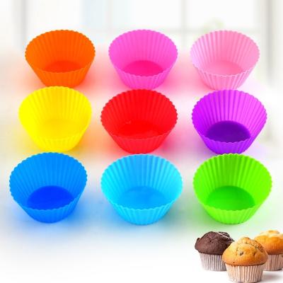 China Viable Multicolor Reusable Homemade Pastry Non-Stick Roll Molds Cupcake Liners Silicone Baking Cup for sale