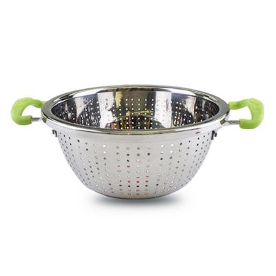 China Sustainable Factory Manufacturer Washing Fruit Vegetable 1.8mm Stainless Steel Colander With Handles for sale