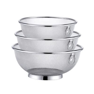 China Sustainable food contact sus304 colander 18/8 stainless steel strainer basket for washing vegetable fruit for sale