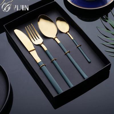 China 4pcs Reusable Reusable Dinnerware Flatware Knife Fork Spoon Set Stainless Steel Cutlery Set Wedding Hotel for sale