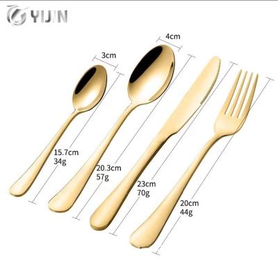 China Sustainable SUS304 Kitchen Bar Restaurant Fork Spoon Knife 18-8 Stainless Steel Bulk Gold Plated Cutlery for sale