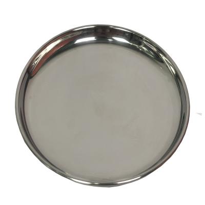 China Sustainable Korean Style Dinner Dish Round Round Mirror Bright Stainless Steel Serving Tray for sale