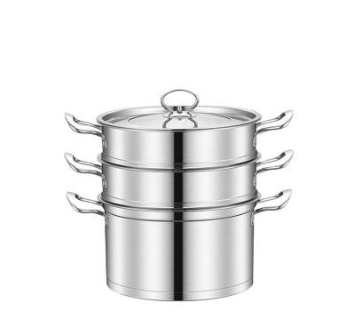 China Durable High Quality Heat Resistant Handles 26cm Stainless Steel Food Cooking Steam Boiler Pot for sale