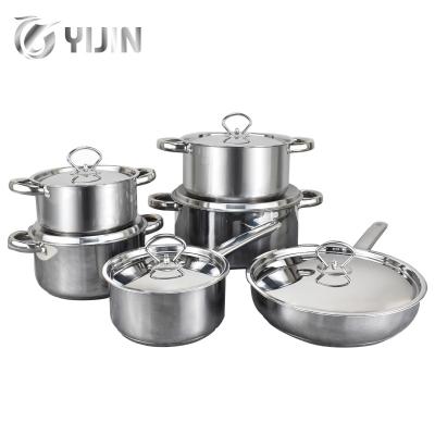 China Hot Sale Custom Logo 6pcs Stainless Steel Non-Stick Saucepan Viable Cooking Pot Cookware Sets for sale