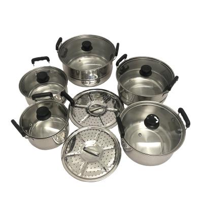 China Large Sustainable Price 10pcs Cheap Stainless Steel Cooking Pot Set For Soup Sauce for sale