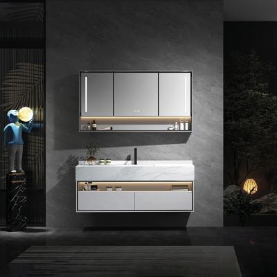 China Durable High Quality Stainless Steel Bathroom Wall Mounted White Luxury Bathroom Cabinet Furniture for sale