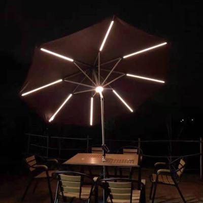 China Modern Round Crank Tilting All Aluminum Garden Parasol Outdoor Led Umbrella for sale