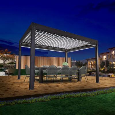 China Durable Modern Automatic Patio Gazebo Customized Outdoor Waterproof Louvered Roof Aluminum Arches, Arbors, Pergolas for sale