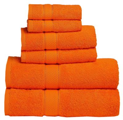 China Orange QUICK DRY 100% Cotton Bath Towel Set Logo Embroidery Ribbon Silk Custom Towels Gift Packaging for sale