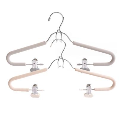 China Modern Customized Garment Hangers With Metal Pants Clips EVA Foam Tube Pants Metal Hangers for sale