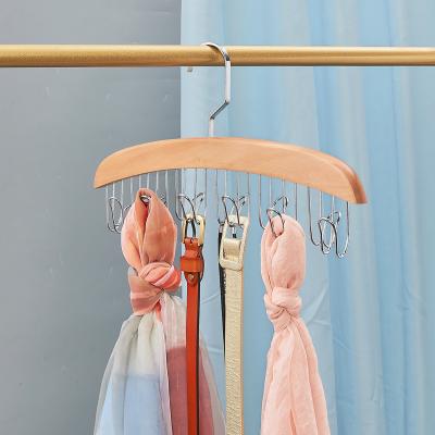 China Pulling Towel Wholesale Scarf Belt Hooks Metal Wood Hanger with Hook Scarf Hangers Accessories for sale