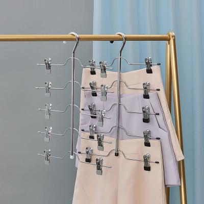 China Modern 5 Layers PVC Pants Hangers with Non-slip Staples Skirts Pants Hangers Household Organizer for sale