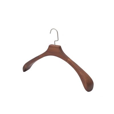 China Luxury custom made bikini hanger wide shoulder wooden wooden brand fits coat hanger for clothing for sale