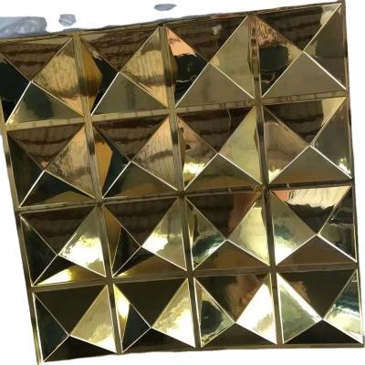 China Raincoat | Fire resistant | Easy To Install Mirror Gold 3D PVC Wall Panel Plated Sheet Design For Interior Wall Decor for sale