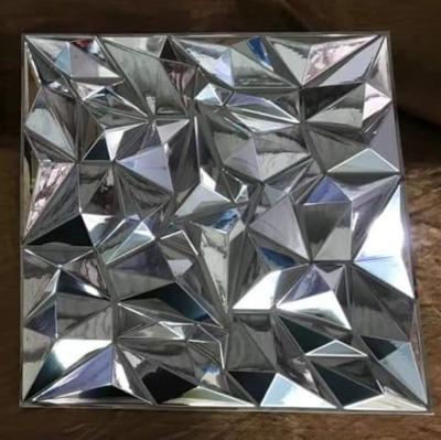 China Raincoat | Fire resistant | Easy To Install Luxury Decoration Plated Silver 3D PVC Wall Panel for sale