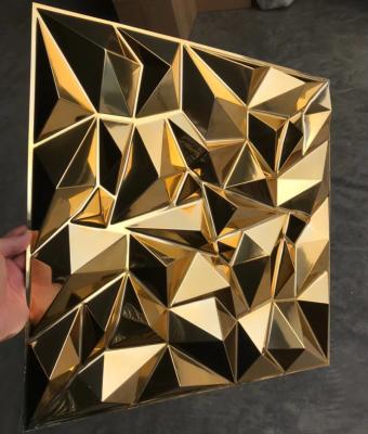 China Raincoat | Fire resistant | Easy To Install Gold 3d Wall Panel Diamond Waterproof PVC Electroplating Metallic Effect for sale