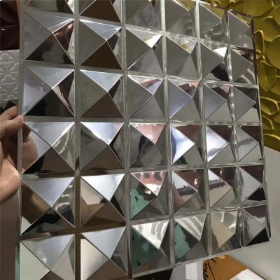 China Raincoat | Fire resistant | Easy To Install Metallic Designs Lounge | Glossy Office Mirror Wall Panel Decoration PVC 3D Ceiling Panel for sale