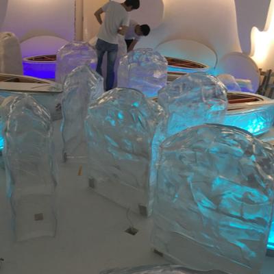 China Europe Indoor Decoration Lit Transparent Resin Ice City Wall Ice Bench for sale