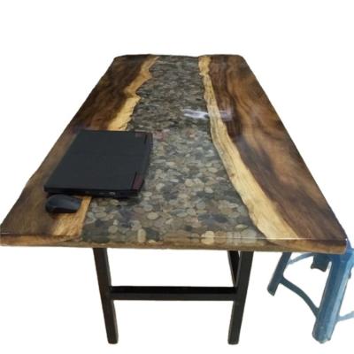 China Durable Modern Special Design Resin Table With Wooden Frame And Stone for sale