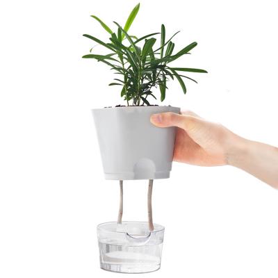 China Hot Selling Deepbang Minimalist Plant Self Pots Lazy White Modern Decorative Hydroponics Wholesale Self Watering Flower Pot for sale