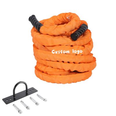 China 30ft 40ft 50ft Lengths Battle Sleeve Battle Rope Universal Wholesale Protective Workout Heavy Rope Training Rope With Anchor for sale