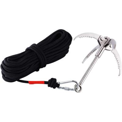 China High Quality High Density Carabiner Stainless Steel Outdoor Climbing Claw Attacking Recovery Hook With Auxiliary Rope for sale