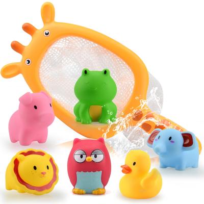 China Toy Rubber Squirting Animal Bath Toy Rubber Pig Lion Duck Elephant Frog Baby Bath Fishing Toys for sale