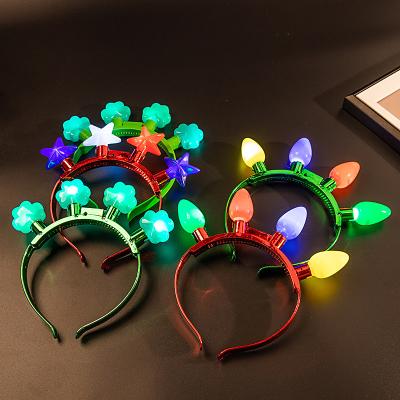 China Beautiful Colorful Halloween Xmas Flashing Light Bulb Headband Christmas Accessories Night Glow LED Bulb Hair Band Hair Circle For Party for sale