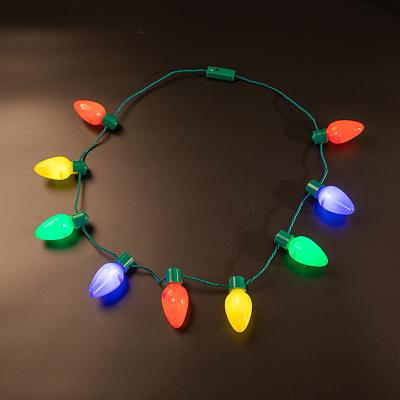 China Beautiful Colorful Christmas Halloween LED Light Up Necklace Bulb Christmas Necklace Large Colorful Light Up Party Supplies for sale