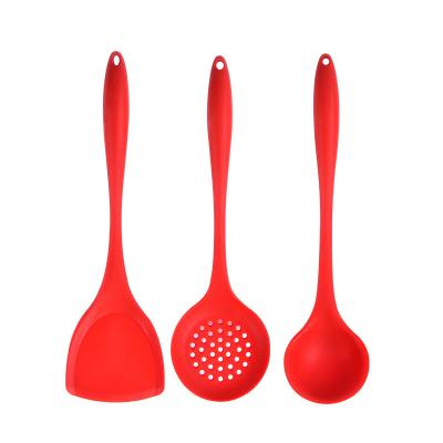 China 3 Viable PC Spatula Set Round Tail Handle Silicone Spatula Spoon Heat Resistant Non-Stick Kitchen Utensils Set Silicone Kitchenware for sale