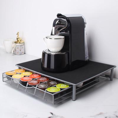 China Viable Creative Type Capsule Coffee Holder Metal Coffee Capsule Storage Drawer Rack for sale