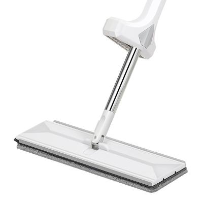 China Stocked 360 Degree Swivel Fiber Superfine Stainless Steel Hand Free Clean Flat Mop for sale