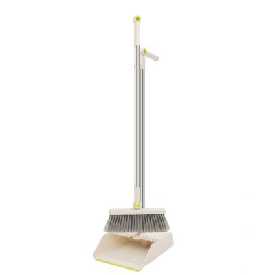 China Indoor Cleaning Telescopic Long Handle Folding Long Handle Broom and Dustpan Set Standing Dustpan and Broom Set for sale